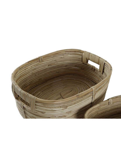 imagem de Conjunto 3 Cestas Rattan Castanho Claro 2