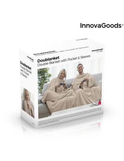imagem de Cobertor com Mangas Duplo com Bolso Central Doublanket InnovaGoods5