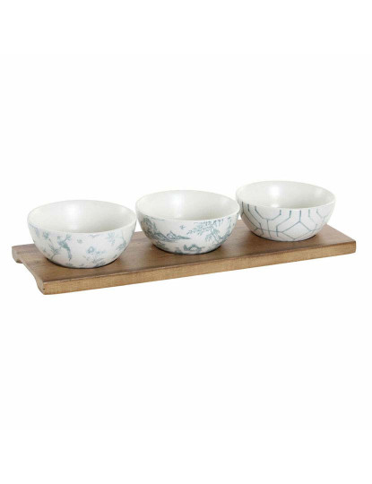 imagem de Conjunto para Aperitivos  Decor Branco Azul Marinho Porcelana Acácia Plástico Oriental 4 Peças1