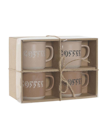 imagem de Conjunto de 4 Canecas Home ESPRIT Castanho Grés 285 ml 9 x 7 x 8 cm5