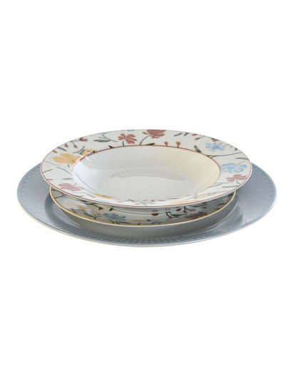 imagem de Louça  Decor Azul Branco Porcelana Floral 18 Peças 27 x 27 x 3 cm3