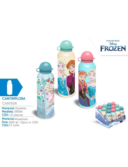 imagem de Garrafa Alumínio 500Ml 3 Desenhos Frozen TU2