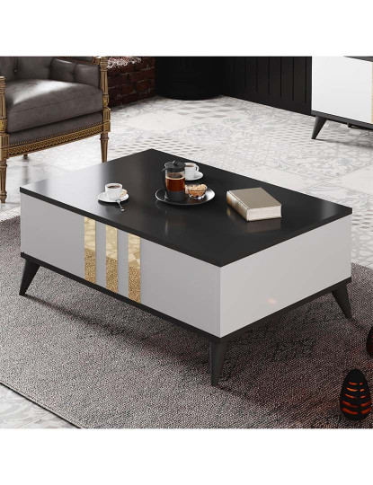 imagem de Mesa Centro Dourado Antracite Branco1