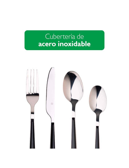 imagem de Conjunto 16Pc Talheres Aço Inoxidável Preto Black & White3