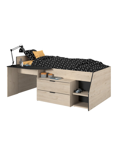 imagem de Cama Milky Carvalho e Preto 90x190 e 200 cm1