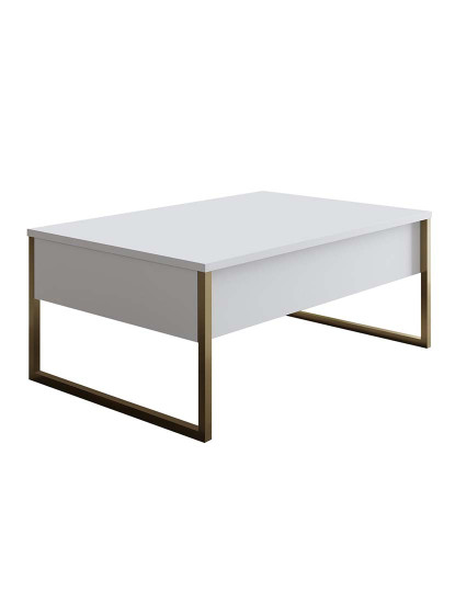 imagem de Mesa Centro Luxe Branco Dourado4