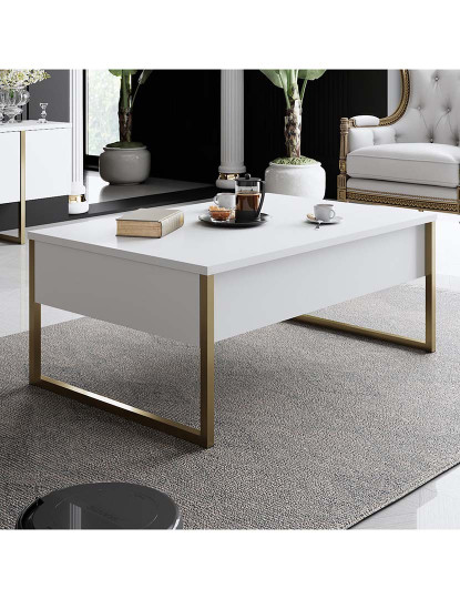 imagem de Mesa Centro Luxe Branco Dourado1