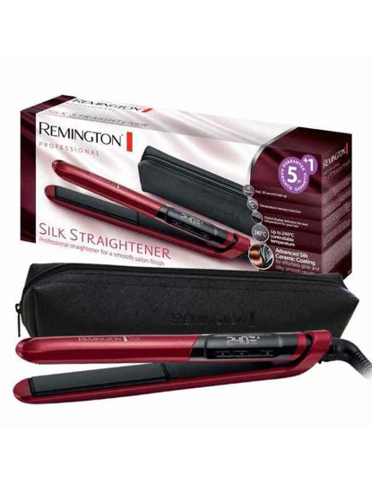 imagem de Ferro de Cabelo Remington Silk Straightener 110 mm Vermelho Preto1