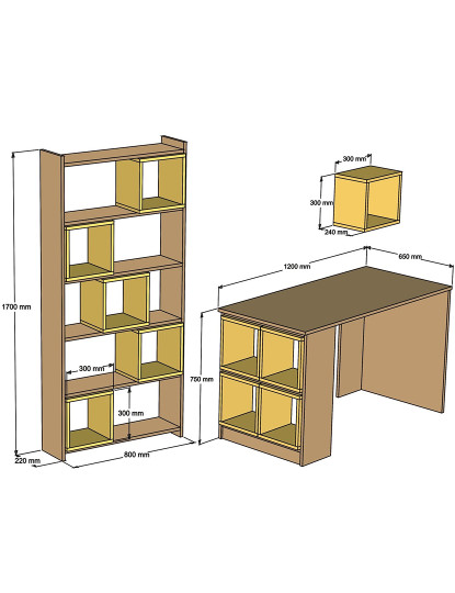 imagem de Mesa de Estudo & Estante Box Nogueira Creme3