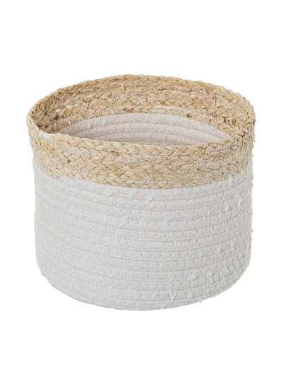 imagem de Set 2 Cestos Folhas De Milho Algodão Natural Branco4