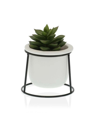 imagem de Vaso Versa Branco Metal Cerâmica Plástico Redondo Minimalista 10,5 x 11,5 x 10,5 cm1