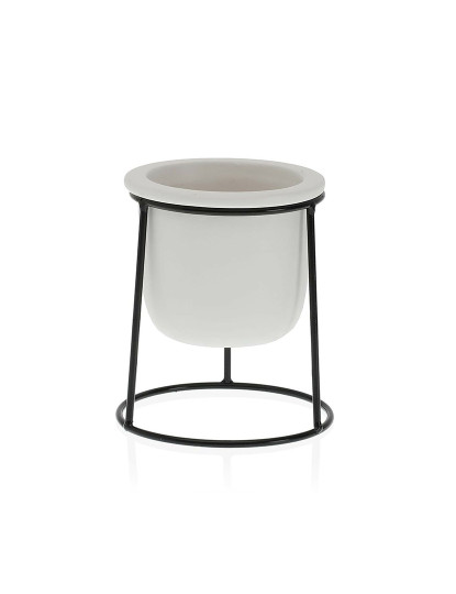 imagem de Vaso Versa Branco Metal Cerâmica Plástico Quadrado Minimalista 10,5 x 14,5 x 10,5 cm2