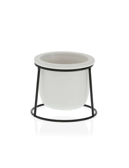 imagem de Vaso Versa Branco Metal Cerâmica Plástico Redondo Minimalista 10,5 x 11,5 x 10,5 cm2