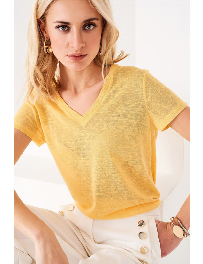 imagem de T-Shirt Decote em V Amarelo Ref 1184