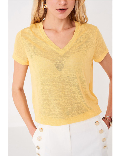 imagem de T-Shirt Decote em V Amarelo Ref 1185