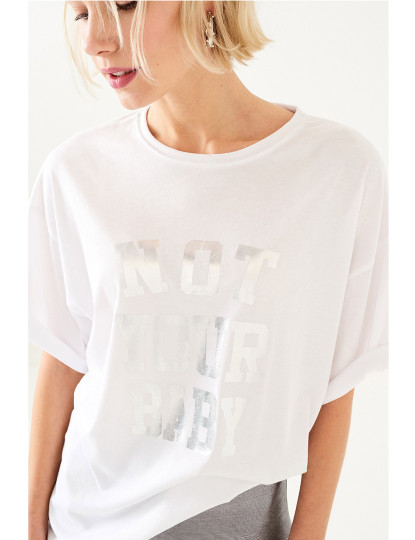 imagem de T-Shirt Shot Lettering Prata Branca Ref 1215