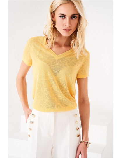 imagem de T-Shirt Decote em V Amarelo Ref 1181