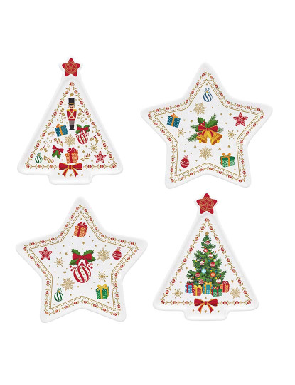 imagem de Conjunto 4 Sortido Teabag Holder Porcelana Christmas Ornaments1