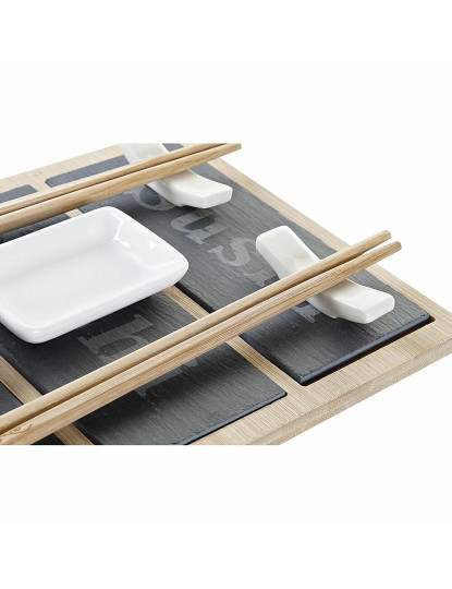 imagem de Conjunto de sushi DKD Home Decor Bambu Ardósia Preto Natural Oriental 25 x 19 x 3 cm5