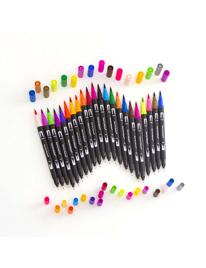 imagem de Conjunto 120 Marcadores De Cores De Ponta Dupla Black Line Ponta Fina De 0 4 Mm E Ponta De Pincel Aquarela Profissional6