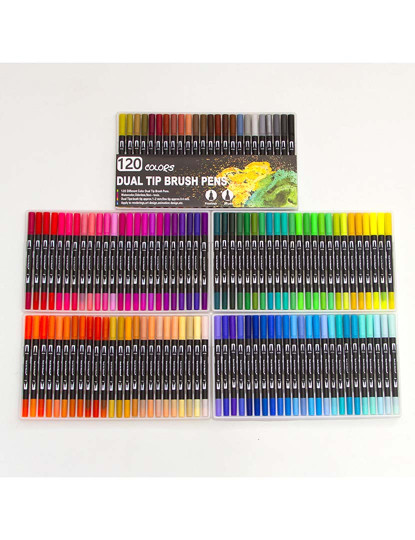 imagem de Conjunto 120 Marcadores De Cores De Ponta Dupla Black Line Ponta Fina De 0 4 Mm E Ponta De Pincel Aquarela Profissional5