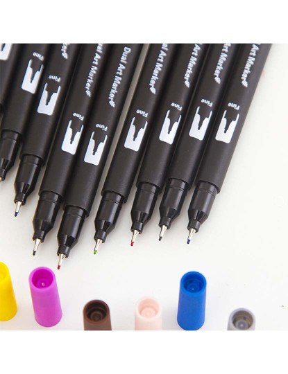 imagem de Conjunto 120 Marcadores De Cores De Ponta Dupla Black Line Ponta Fina De 0 4 Mm E Ponta De Pincel Aquarela Profissional3