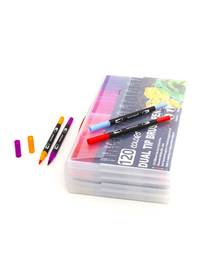 imagem de Conjunto 120 Marcadores De Cores De Ponta Dupla Black Line Ponta Fina De 0 4 Mm E Ponta De Pincel Aquarela Profissional7
