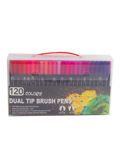 imagem de Conjunto 120 Marcadores De Cores De Ponta Dupla Black Line Ponta Fina De 0 4 Mm E Ponta De Pincel Aquarela Profissional1