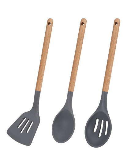 imagem de Conjunto de 3 peças de utensílios de cozinha de silicone de madeira, coleção daimiel1