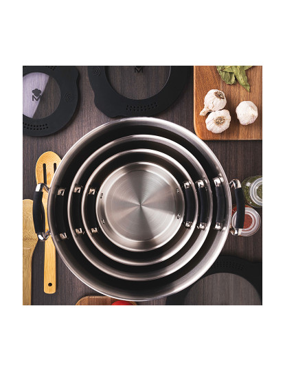 imagem de Panela de cozinha de 28cm, com tripla camada de aço inox e alumínio forjado, com alças ergonômicas, caçarola de cozinha, para todos os tipos de cozinhas9