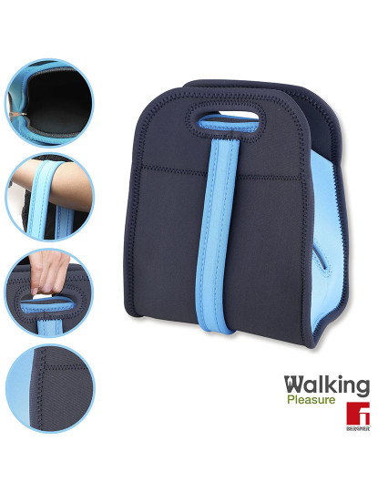 imagem de Saco porta alimentos 22,5x14x27cm neoprene andando azul/cinza2