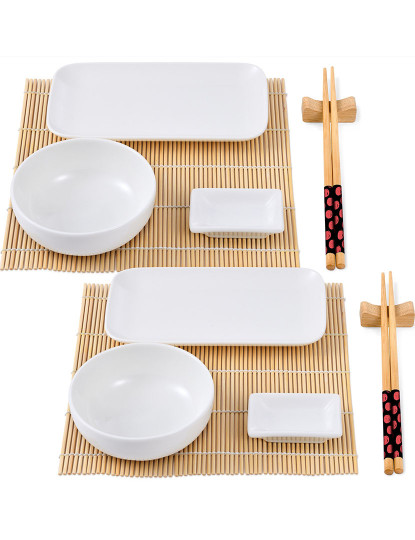 imagem de Conjunto de sushi de 12 peças (porcelana + bambu + madeira) coleção bergner foodies1