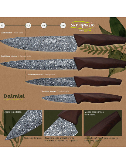 imagem de Conjunto de 4 facas em aço inoxidável, coleção daimiel2