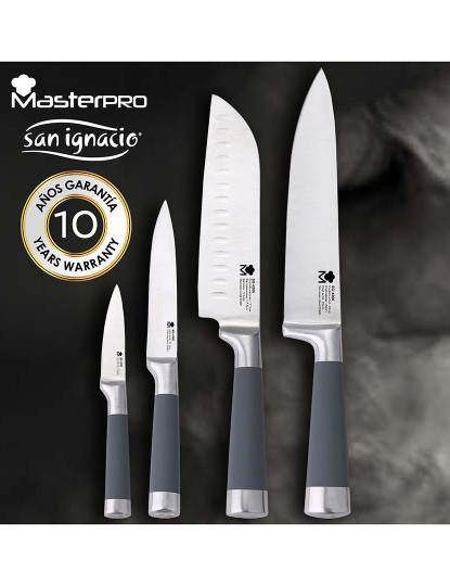 imagem de Conjunto de tacoma lavável universal, grande capacidade e conjunto de 4 facas San Ignacio premium: chef, santoku, multiuso e descascador2