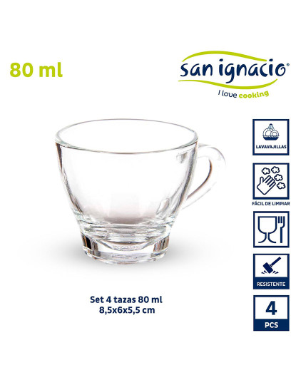 imagem de Conjunto de 4 xícaras de café com alça 80ml coleção vivalto2