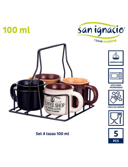 imagem de Conjunto de 4 xícaras de café com alça de 100 ml coleção vessia sortida de 4 cores2