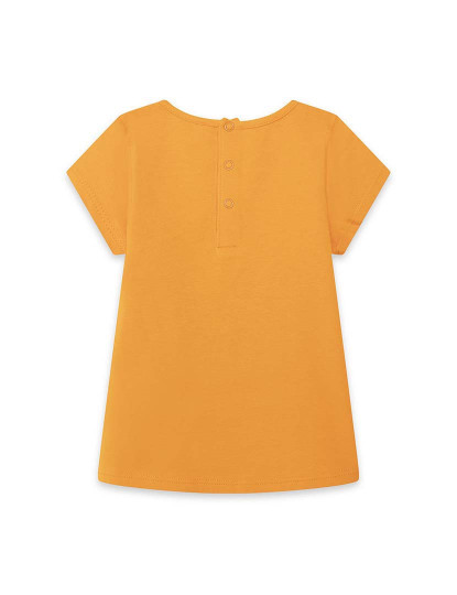 imagem de T-shirt em malha laranja e desenho frontal de cacto Funcactus2