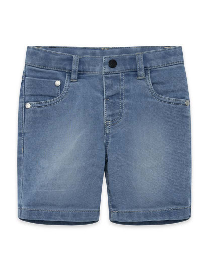 imagem de Calções jeans azul claro para menino, cinco bolsos, fecho frontal por botões Basics Baby1