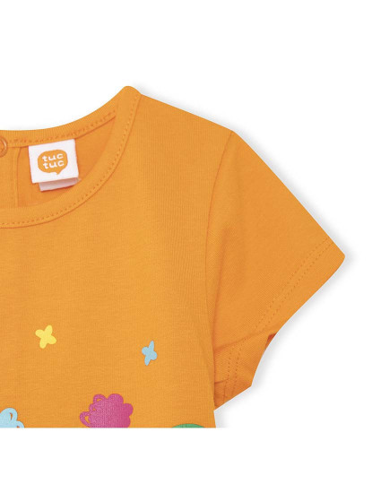 imagem de T-shirt em malha laranja e desenho frontal de cacto Funcactus4