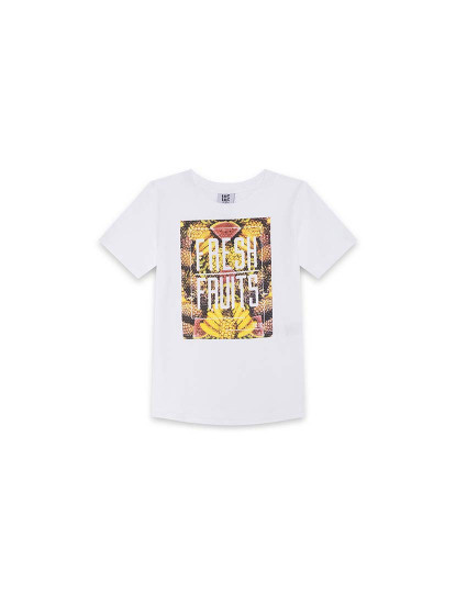 imagem de T-shirt branca de malha com estampado de frutas frescas para menino1