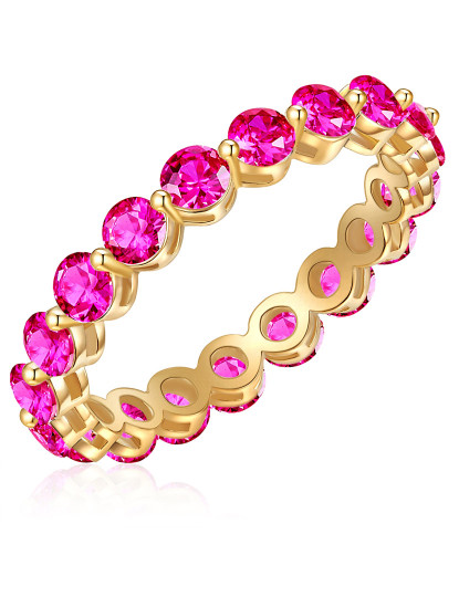 imagem de Anel ouro amarelo cristal rosa3