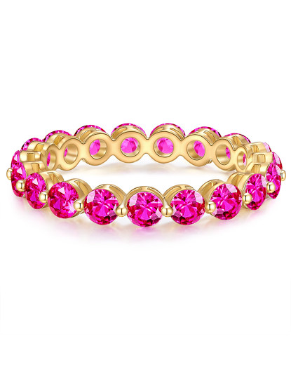 imagem de Anel ouro amarelo cristal rosa1