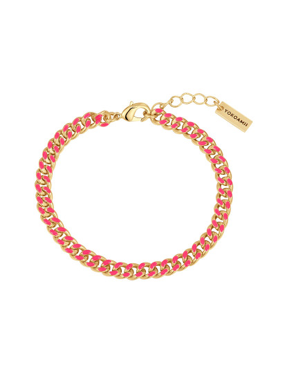 imagem de Pulseira ouro amarelo esmalte rosa1