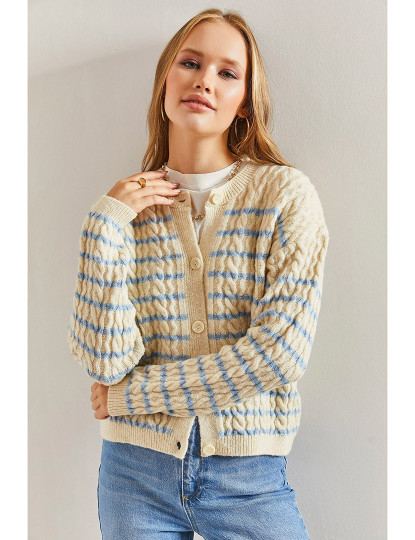 imagem de Cardigan de Senhora Bege e Azul Bebê1