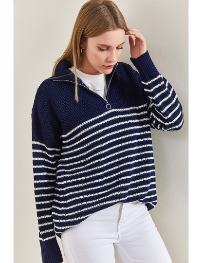 imagem de Sweatshirt de Senhora Azul Escuro e Branco1