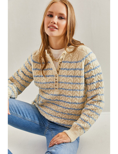 imagem de Sweatshirt de Senhora Bege e Azul Bebê1