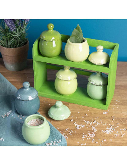 imagem de Conjunto 6 Frascos de Especiarias C/ Apoio Verde10