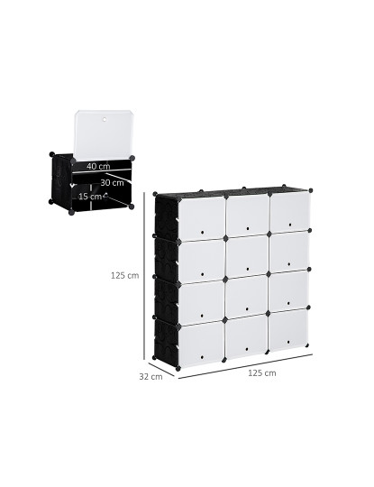 imagem de Armário Modular 12 Cubos Branco e Preto3