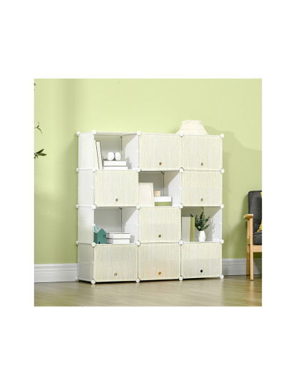 imagem de Armário Modular 12 Cubos Branco e Natural2