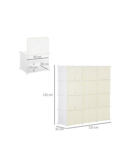 imagem de Armário Modular 12 Cubos Branco e Natural3